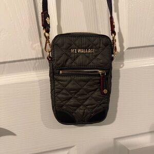 MZ Wallace Quilted Crossbody in Dark Green with Gold Hardware